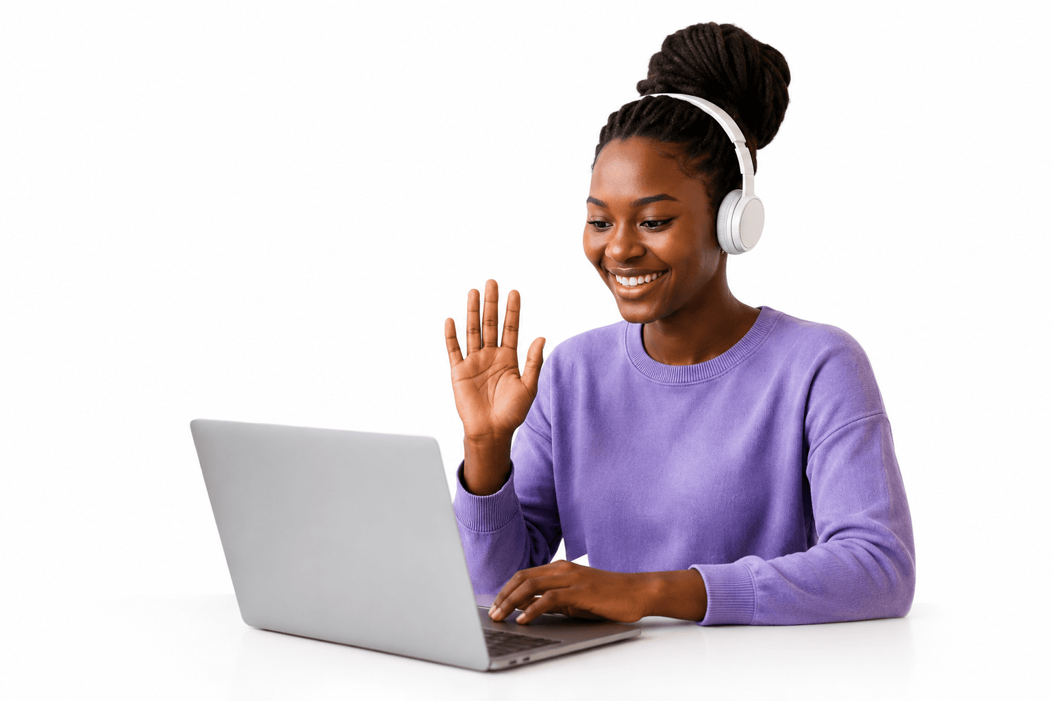 Nigerian student learning online with a teacher